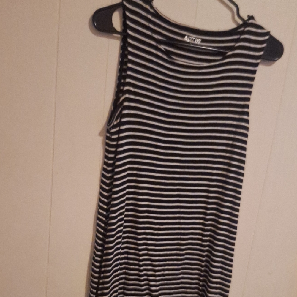ADT Black and White Striped Tank Top